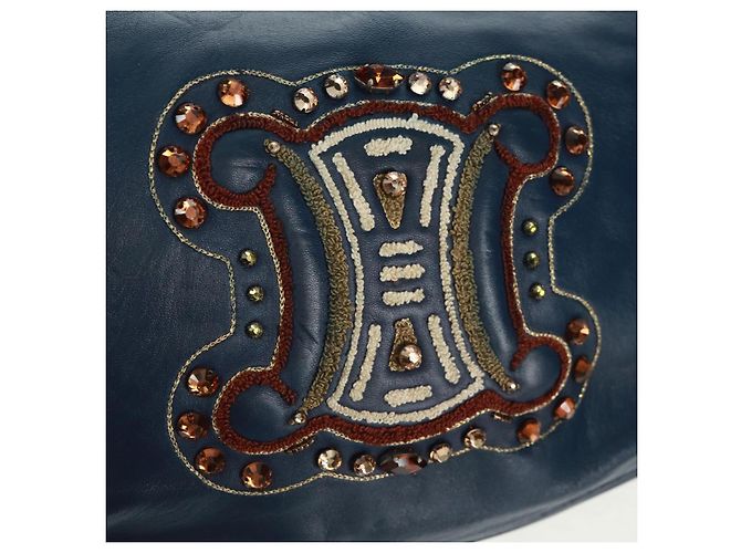 Céline CELINE Hand Bag Leather Navy Gold - vista 14
