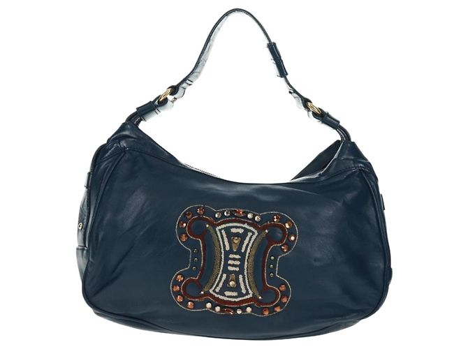 Céline CELINE Hand Bag Leather Navy Gold - vista 2