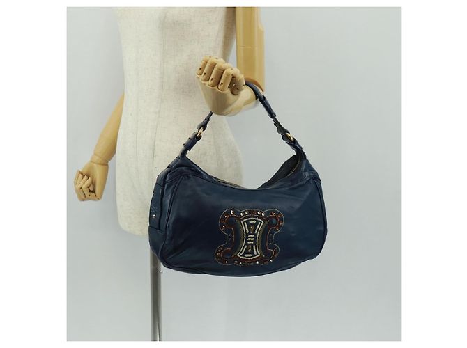 Céline CELINE Hand Bag Leather Navy Gold - vista 24