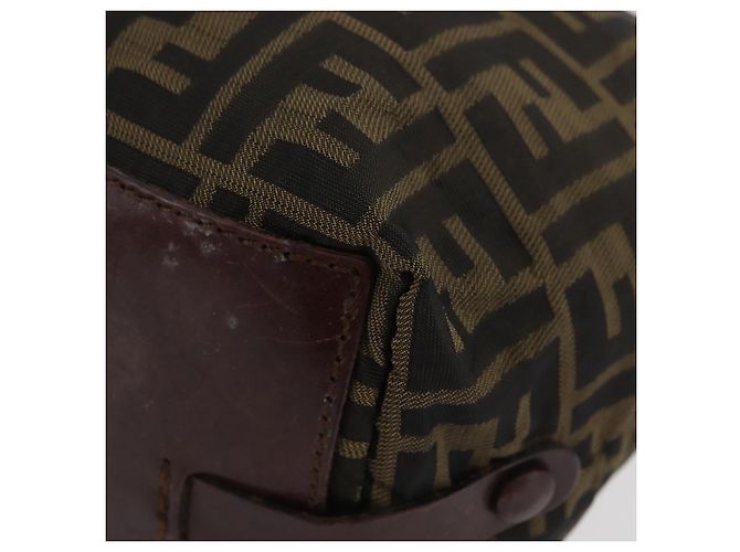 FENDI Zucca Canvas Hand Bag Brown Black - vista 11