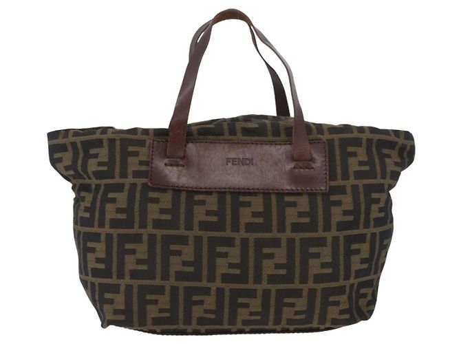 FENDI Zucca Canvas Hand Bag Brown Black - vista 2