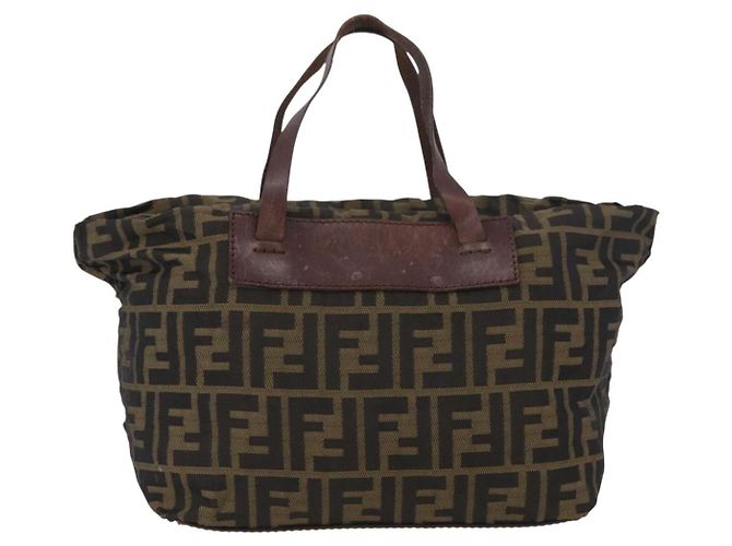 FENDI Zucca Canvas Hand Bag Brown Black - vista 3