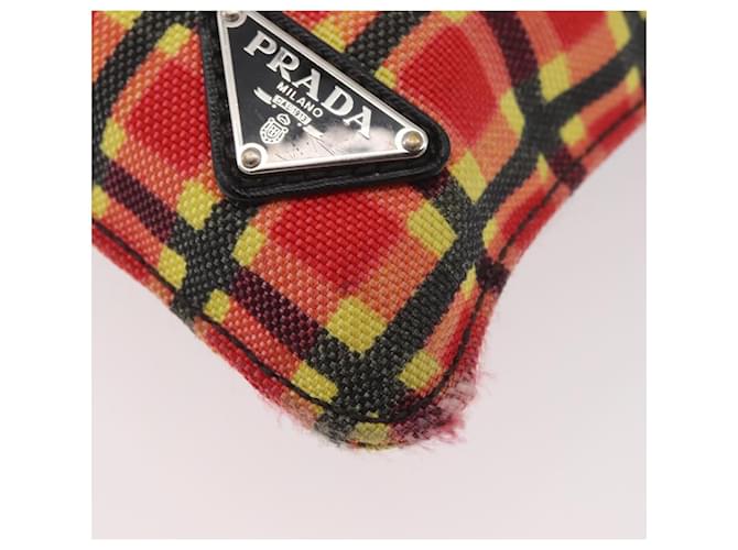 PRADA Shoulder Bag Coated Canvas Red Silver - vista 11