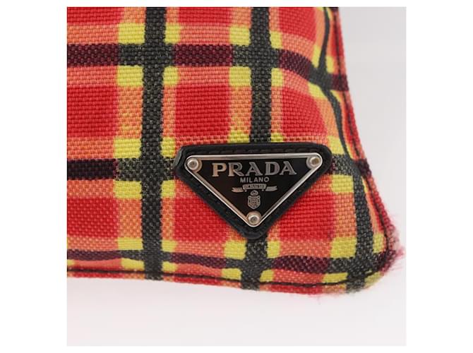 PRADA Shoulder Bag Coated Canvas Red Silver - vista 14
