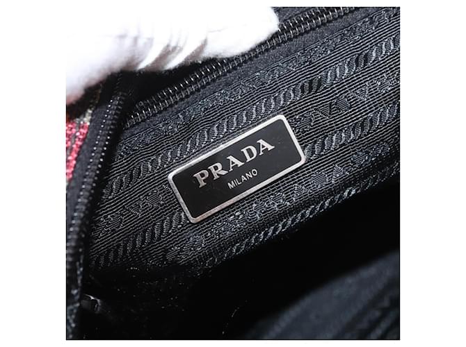 PRADA Shoulder Bag Coated Canvas Red Silver - vista 17