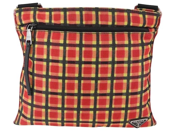 PRADA Shoulder Bag Coated Canvas Red Silver - vista 2