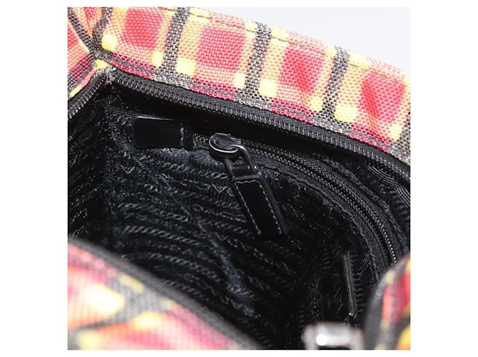 PRADA Shoulder Bag Coated Canvas Red Silver - vista 21