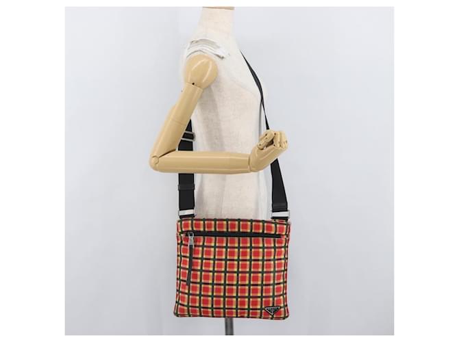 PRADA Shoulder Bag Coated Canvas Red Silver - vista 26