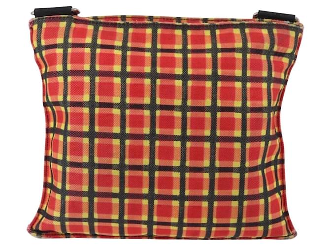 PRADA Shoulder Bag Coated Canvas Red Silver - vista 3
