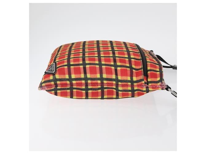 PRADA Shoulder Bag Coated Canvas Red Silver - vista 4