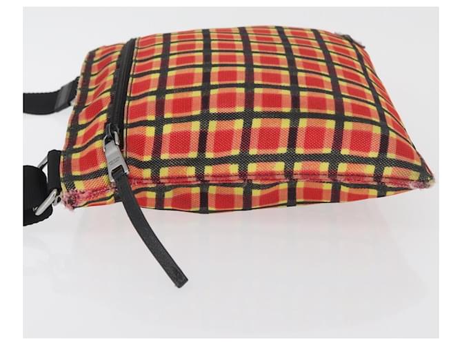PRADA Shoulder Bag Coated Canvas Red Silver - vista 5