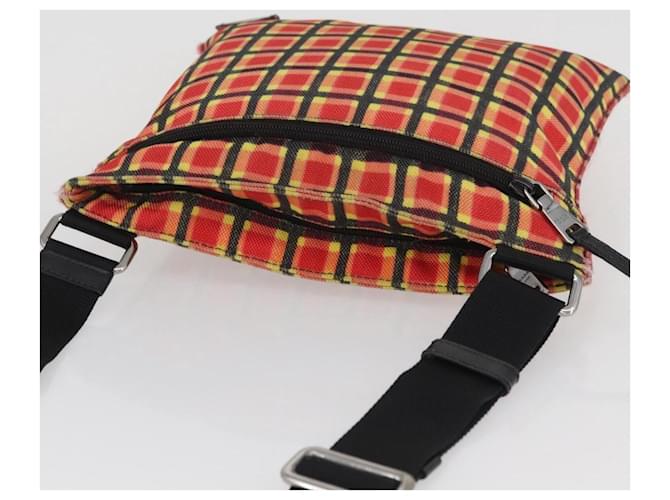 PRADA Shoulder Bag Coated Canvas Red Silver - vista 6