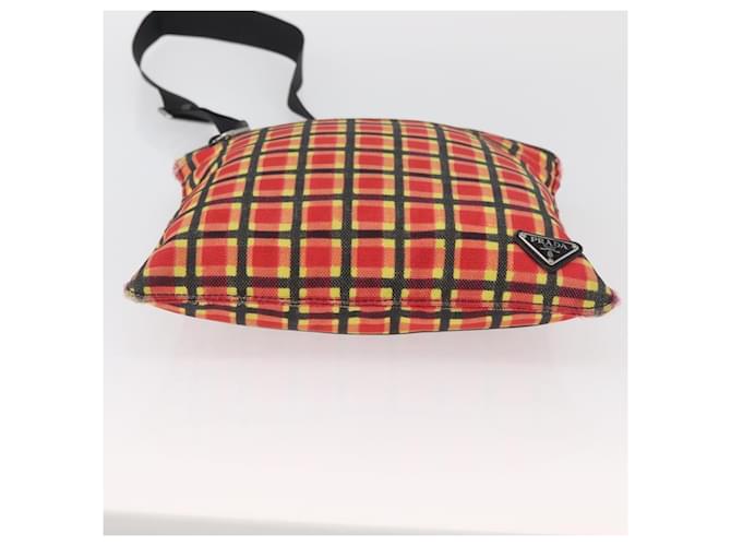 PRADA Shoulder Bag Coated Canvas Red Silver - vista 9