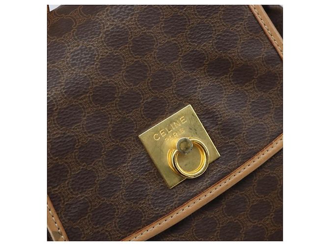 Céline CELINE Macadam Canvas Backpack PVC Leather Brown Gold - vista 17