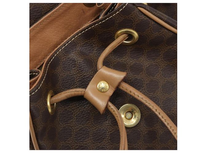 Céline CELINE Macadam Canvas Backpack PVC Leather Brown Gold - vista 19