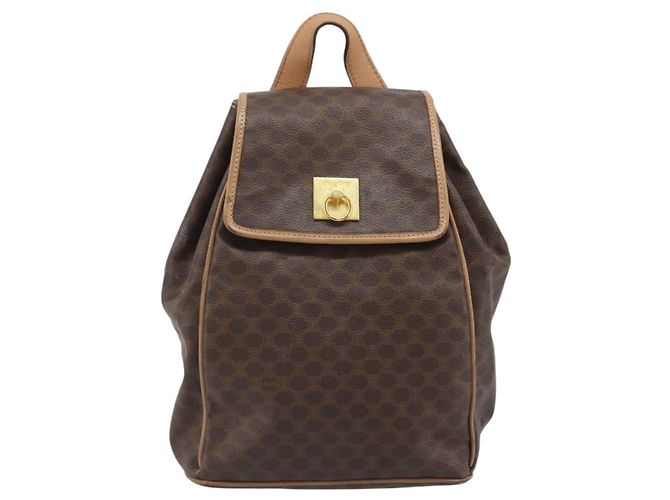 Céline CELINE Macadam Canvas Backpack PVC Leather Brown Gold - vista 2