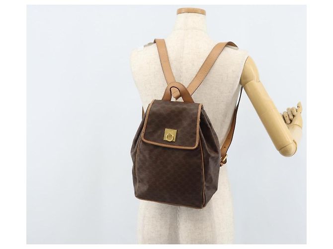 Céline CELINE Macadam Canvas Backpack PVC Leather Brown Gold - vista 26