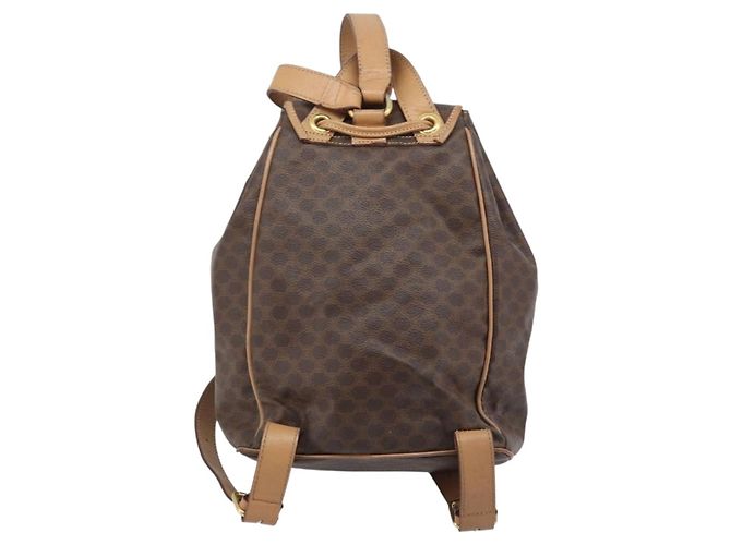 Céline CELINE Macadam Canvas Backpack PVC Leather Brown Gold - vista 3