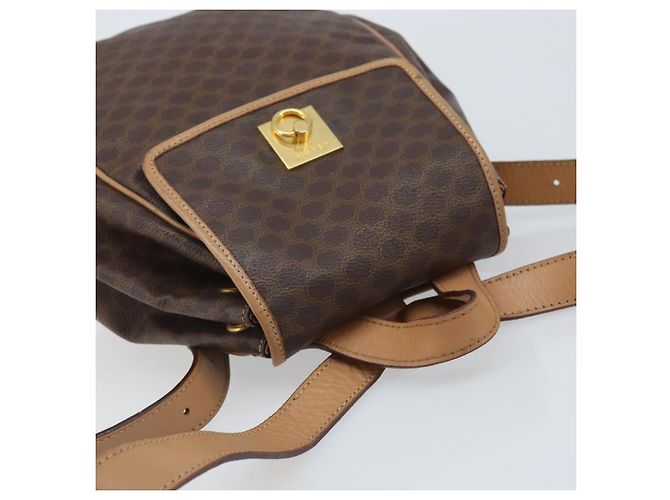 Céline CELINE Macadam Canvas Backpack PVC Leather Brown Gold - vista 6