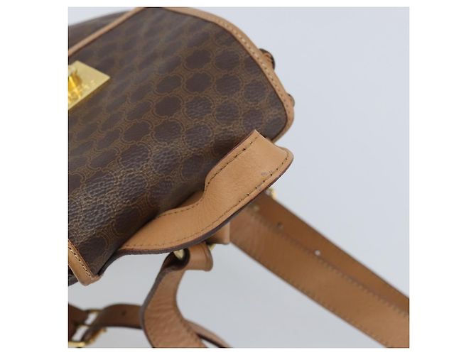 Céline CELINE Macadam Canvas Backpack PVC Leather Brown Gold - vista 7