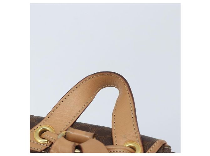 Céline CELINE Macadam Canvas Backpack PVC Leather Brown Gold - vista 8