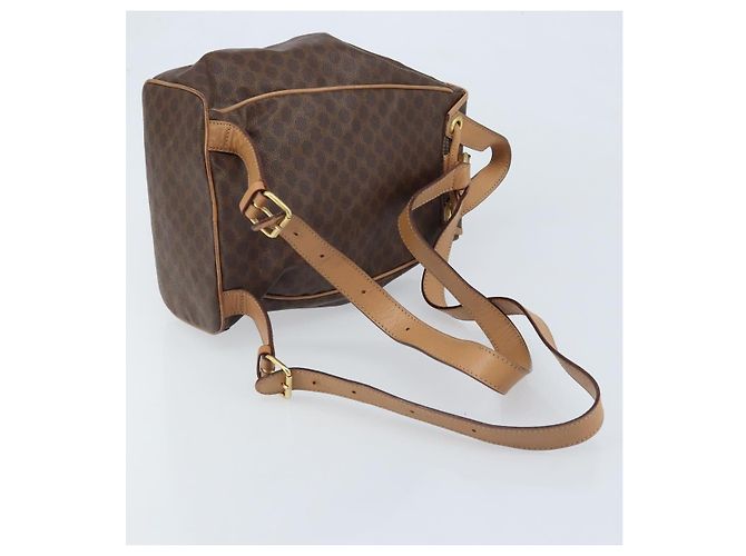 Céline CELINE Macadam Canvas Backpack PVC Leather Brown Gold - vista 9