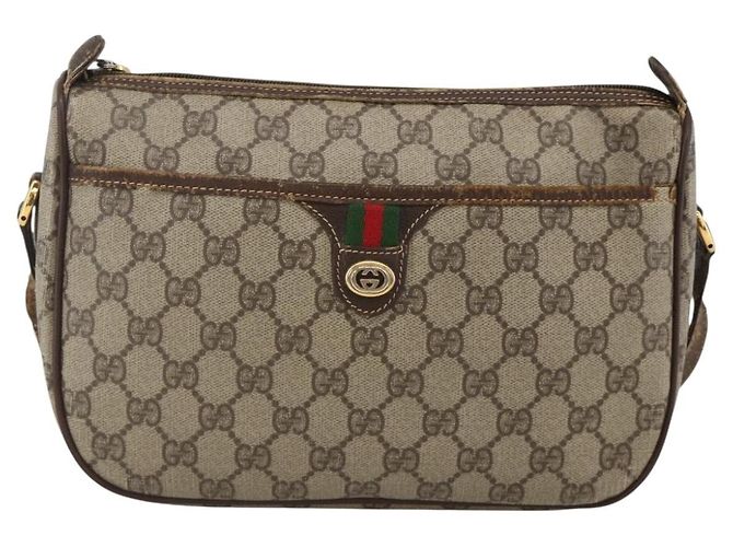GUCCI GG Supreme Web Sherry Line Bag PVC Beige Gold 164 02 077 - vista 2