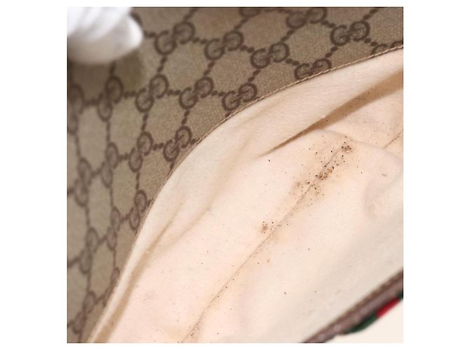 GUCCI GG Supreme Web Sherry Line Bag PVC Beige Gold 164 02 077 - vista 24