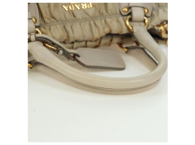 PRADA Gathered Hand Bag Nylon 2way Beige Gold - vista 10