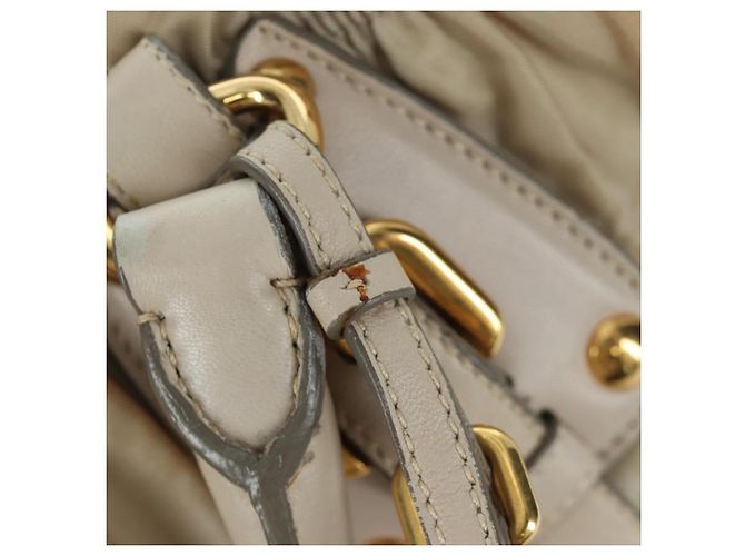 PRADA Gathered Hand Bag Nylon 2way Beige Gold - vista 21
