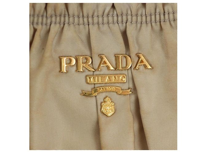PRADA Gathered Hand Bag Nylon 2way Beige Gold - vista 22