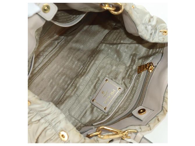 PRADA Gathered Hand Bag Nylon 2way Beige Gold - vista 25
