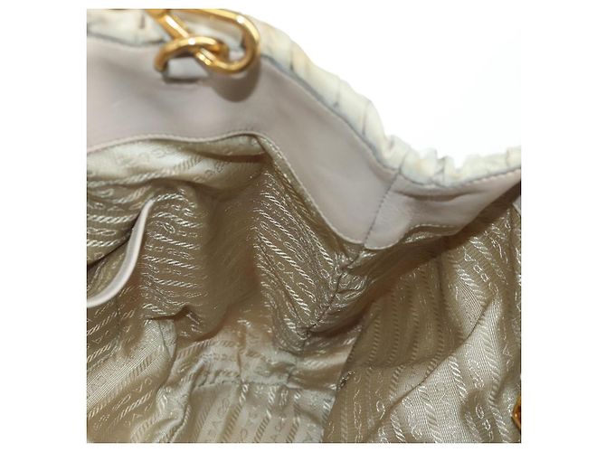 PRADA Gathered Hand Bag Nylon 2way Beige Gold - vista 26