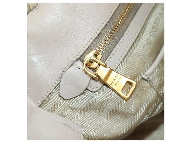 PRADA Gathered Hand Bag Nylon 2way Beige Gold - vista 28