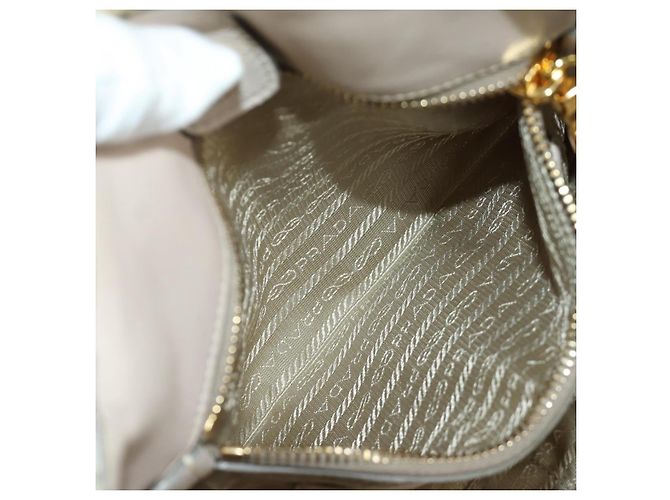 PRADA Gathered Hand Bag Nylon 2way Beige Gold - vista 29
