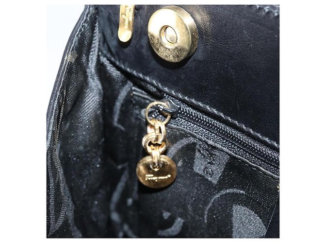Salvatore Ferragamo Vala Hand Bag Leather Black Gold - vue 19