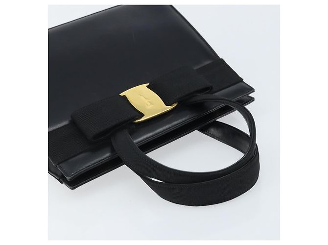Salvatore Ferragamo Vala Hand Bag Leather Black Gold - vue 6