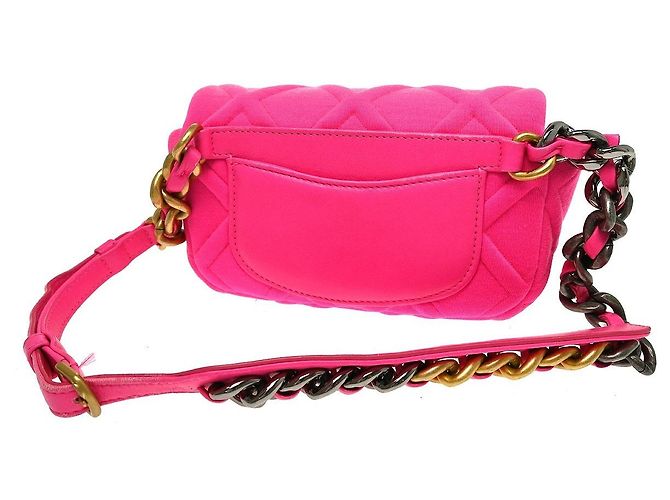 Cinto Chanel 19 em jersey acolchoado Rosa - vista 2
