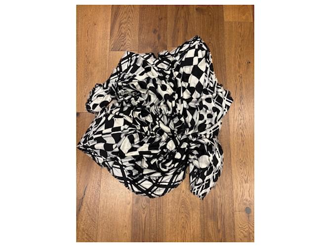 Sciarpa in seta e lana Monogram Louis Vuitton Nero Bianco - vista 8