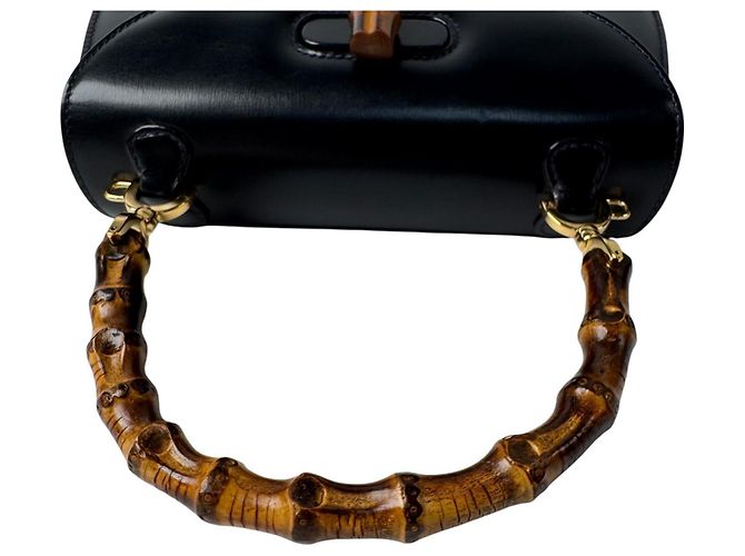 Borsa a tracolla mini 2 vie Gucci Old Bamboo Nero - vista 7