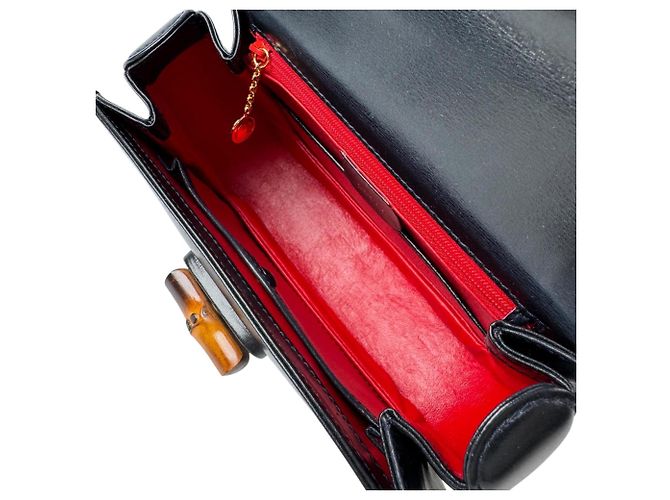 Borsa a tracolla mini 2 vie Gucci Old Bamboo Nero - vista 8