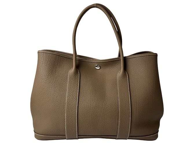 Hermès Borsa Tote Hermes Garden Party PM Taupe - vista 2