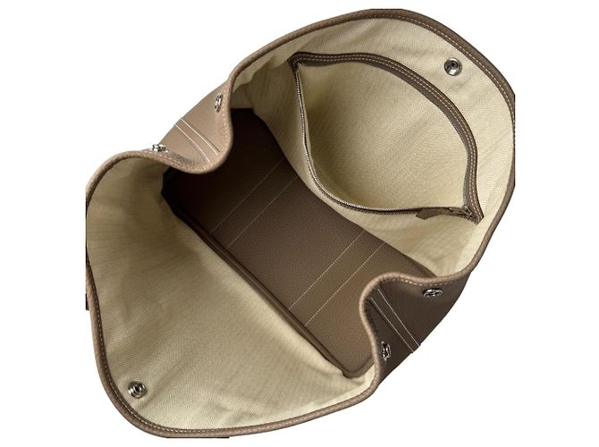 Hermès Borsa Tote Hermes Garden Party PM Taupe - vista 7