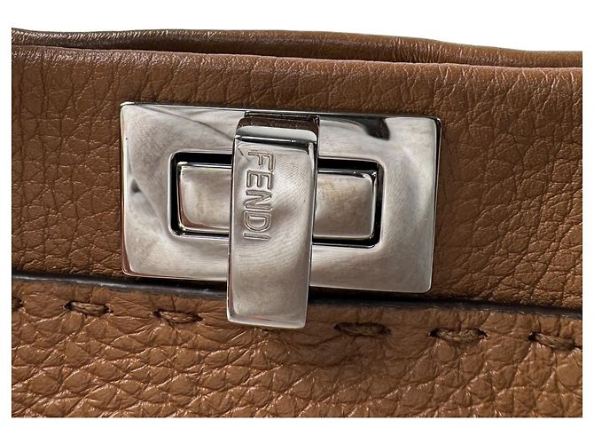 Borsa a tracolla Mini Fendi Peekaboo Selleria Marrone - vista 10