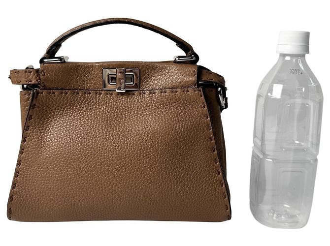 Borsa a tracolla Mini Fendi Peekaboo Selleria Marrone - vista 12