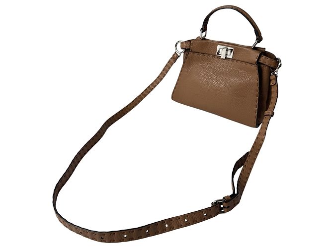 Borsa a tracolla Mini Fendi Peekaboo Selleria Marrone - vista 2