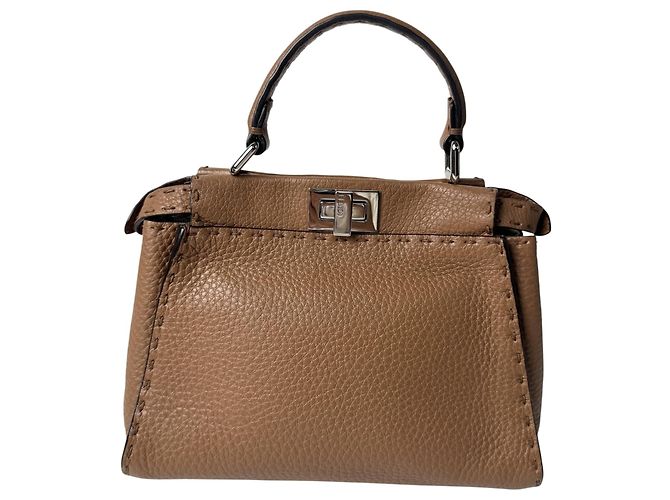 Borsa a tracolla Mini Fendi Peekaboo Selleria Marrone - vista 3