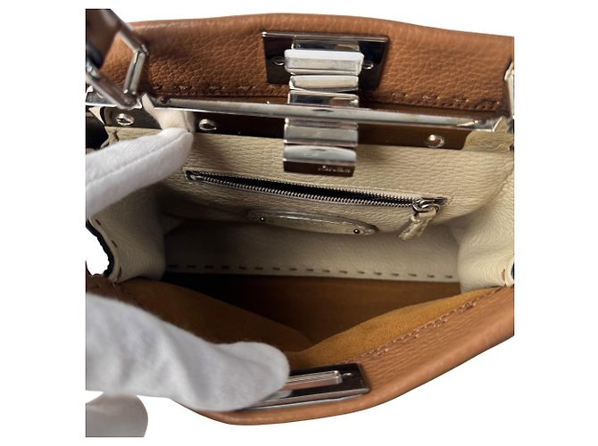 Borsa a tracolla Mini Fendi Peekaboo Selleria Marrone - vista 7