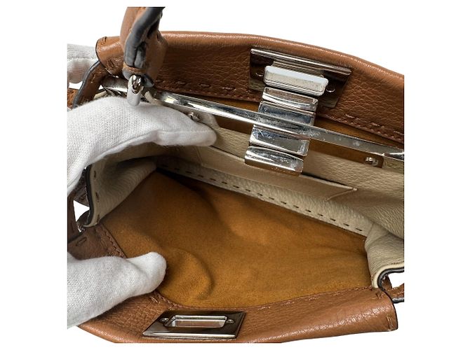 Borsa a tracolla Mini Fendi Peekaboo Selleria Marrone - vista 8