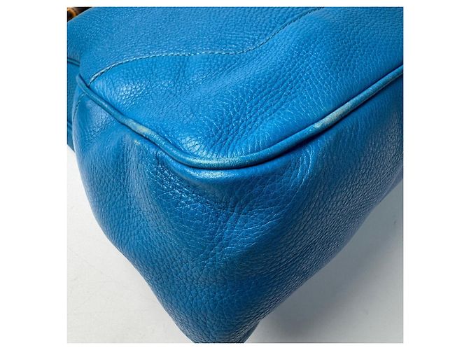 Borsa a tracolla in pelle Gucci Bamboo Diana Blu - vista 13